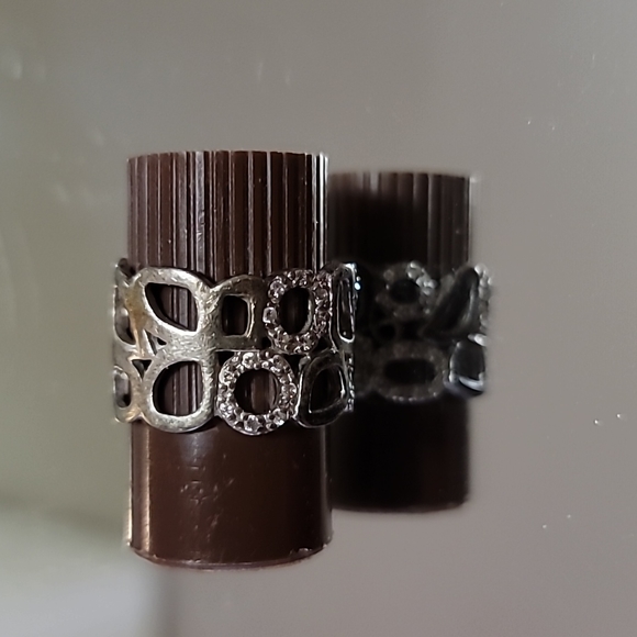 Unisex Ring size 6 interconnected circles 925 silver with 💎 cool design .5"wide - Picture 3 of 7